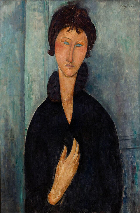 Amedeo Modigliani Dame mit blauen Augen, um 1918/Öl auf Leinwand ©Musée d’art moderne de la Ville de Paris. Bequest of Dr. Maurice Girardin