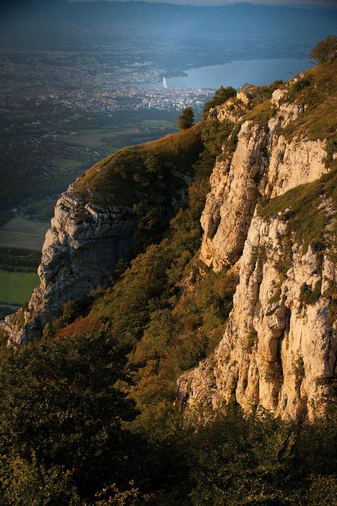 Blick vom Mont Salève auf Genf (Schweiz)